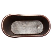 67" Oil Rubbed Bronze Hammered Copper Single Slipper Bathtub