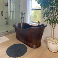 67" Oil Rubbed Bronze Hammered Copper Single Slipper Bathtub