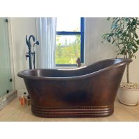 67" Oil Rubbed Bronze Hammered Copper Single Slipper Bathtub