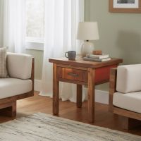 End Table: Some lifestyle images are created with AI for visualization purposes. Crafted from natural solid wood, each piece is unique and will vary.