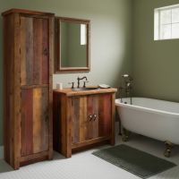 Rustic Linen Closet: Some lifestyle images are created with AI for visualization purposes. Crafted from natural solid wood, each piece is unique and will vary.