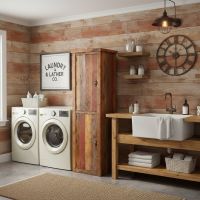 Barnwood Linen Closet: Some lifestyle images are created with AI for visualization purposes. Crafted from natural solid wood, each piece is unique and will vary.