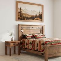 Barn Wood Nightstand: Some lifestyle images are created with AI for visualization purposes. Crafted from natural solid wood, each piece is unique and will vary.