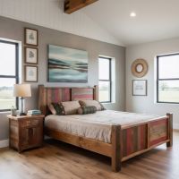 Nightstand: Some lifestyle images are created with AI for visualization purposes. Crafted from natural solid wood, each piece is unique and will vary.