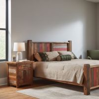 Rustic Nightstand: Some lifestyle images are created with AI for visualization purposes. Crafted from natural solid wood, each piece is unique and will vary.