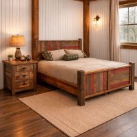 Nightstand: Some lifestyle images are created with AI for visualization purposes. Crafted from natural solid wood, each piece is unique and will vary.