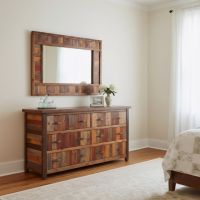 Mirror: Some lifestyle images are created with AI for visualization purposes. Crafted from natural solid wood, each piece is unique and will vary.