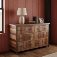 Rustic Dresser: Some lifestyle images are created with AI for visualization purposes. Crafted from natural solid wood, each piece is unique and will vary.