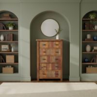 Reclaimed Wood Chest: Some lifestyle images are created with AI for visualization purposes. Crafted from natural solid wood, each piece is unique and will vary.