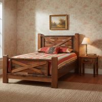Barn Wood Bed: Some lifestyle images are created with AI for visualization purposes. Crafted from natural solid wood, each piece is unique and will vary.
