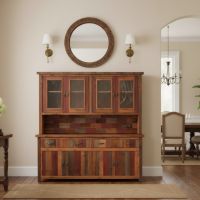 Rustic Buffett And Hutch: Some lifestyle images are created with AI for visualization purposes. Crafted from natural solid wood, each piece is unique and will vary.