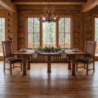 Barn Wood Dining Table: Some lifestyle images are created with AI for visualization purposes. Crafted from natural solid wood, each piece is unique and will vary.
