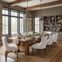 Rustic Extension Table: Some lifestyle images are created with AI for visualization purposes. Crafted from natural solid wood, each piece is unique and will vary.