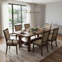 Reclaimed Barn Wood Dining Table: Some lifestyle images are created with AI for visualization purposes. Crafted from natural solid wood, each piece is unique and will vary.