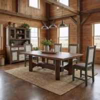Reclaimed Barn Wood Dining Table: Some lifestyle images are created with AI for visualization purposes. Crafted from natural solid wood, each piece is unique and will vary.