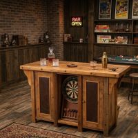 Barn Wood Bar: Some lifestyle images are created with AI for visualization purposes. Crafted from natural solid wood, each piece is unique and will vary.