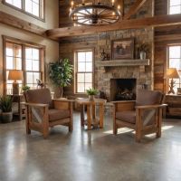 Rustic End Table: Some lifestyle images are created with AI for visualization purposes. Crafted from natural solid wood, each piece is unique and will vary.