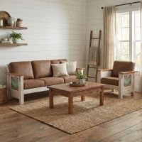 Farmhouse Coffee Table: Some lifestyle images are created with AI for visualization purposes. Crafted from natural solid wood, each piece is unique and will vary.