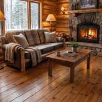 Rustic Coffee Table: Some lifestyle images are created with AI for visualization purposes. Crafted from natural solid wood, each piece is unique and will vary.