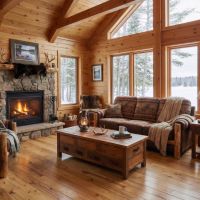 Barn Wood Coffee Table: Some lifestyle images are created with AI for visualization purposes. Crafted from natural solid wood, each piece is unique and will vary.