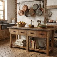 Sideboard: Some lifestyle images are created with AI for visualization purposes. Crafted from natural solid wood, each piece is unique and will vary.