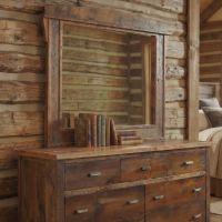Rustic Barn Wood Mirror: Some lifestyle images are created with AI for visualization purposes. Crafted from natural solid wood, each piece is unique and will vary.