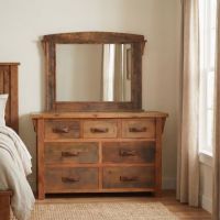 Barn Wood Mirror: Some lifestyle images are created with AI for visualization purposes. Crafted from natural solid wood, each piece is unique and will vary.