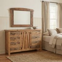 Barn Wood Mirror: Some lifestyle images are created with AI for visualization purposes. Crafted from natural solid wood, each piece is unique and will vary.