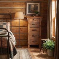 Barn Wood Lingerie Chest: Some lifestyle images are created with AI for visualization purposes. Crafted from natural solid wood, each piece is unique and will vary.