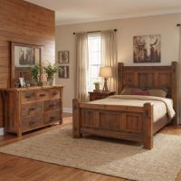 Rustic Bed: Some lifestyle images are created with AI for visualization purposes. Crafted from natural solid wood, each piece is unique and will vary.