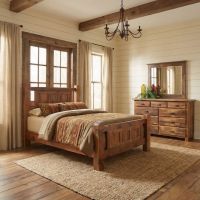 Barn Wood Bed: Some lifestyle images are created with AI for visualization purposes. Crafted from natural solid wood, each piece is unique and will vary.