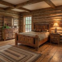 Barn Wood Bed: Some lifestyle images are created with AI for visualization purposes. Crafted from natural solid wood, each piece is unique and will vary.