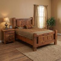 Rustic Bed: Some lifestyle images are created with AI for visualization purposes. Crafted from natural solid wood, each piece is unique and will vary.