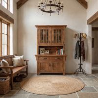 Reclaimed Wood Hutch: Some lifestyle images are created with AI for visualization purposes. Crafted from natural solid wood, each piece is unique and will vary.