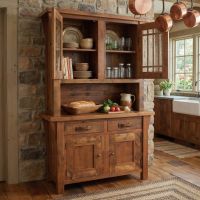 Reclaimed Wood Hutch: Some lifestyle images are created with AI for visualization purposes. Crafted from natural solid wood, each piece is unique and will vary.