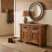 Barn Wood Sideboard: Some lifestyle images are created with AI for visualization purposes. Crafted from natural solid wood, each piece is unique and will vary.