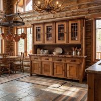 Barn Wood Hutch: Some lifestyle images are created with AI for visualization purposes. Crafted from natural solid wood, each piece is unique and will vary.