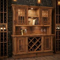 Barn Wood Wine Rack & Hutch: Some lifestyle images are created with AI for visualization purposes. Crafted from natural solid wood, each piece is unique and will vary.