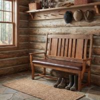 Rustic Entryway Bench: Some lifestyle images are created with AI for visualization purposes. Crafted from natural solid wood, each piece is unique and will vary.
