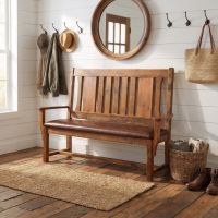 Entryway Bench: Some lifestyle images are created with AI for visualization purposes. Crafted from natural solid wood, each piece is unique and will vary.