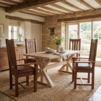 Barn Wood Dining Chair: Some lifestyle images are created with AI for visualization purposes. Crafted from natural solid wood, each piece is unique and will vary.