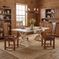 Barn Wood Dining Chair: Some lifestyle images are created with AI for visualization purposes. Crafted from natural solid wood, each piece is unique and will vary.