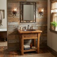 Barn Wood Vanity: Some lifestyle images are created with AI for visualization purposes. Crafted from natural solid wood, each piece is unique and will vary.