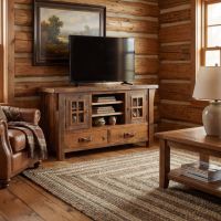 Barn Wood Entertainment Center: Some lifestyle images are created with AI for visualization purposes. Crafted from natural solid wood, each piece is unique and will vary.