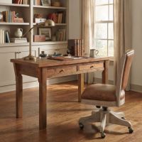 Barn Wood Desk: Some lifestyle images are created with AI for visualization purposes. Crafted from natural solid wood, each piece is unique and will vary.