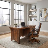 Barnwood Desk: Some lifestyle images are created with AI for visualization purposes. Crafted from natural solid wood, each piece is unique and will vary.