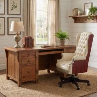 Barnwood Desk: Some lifestyle images are created with AI for visualization purposes. Crafted from natural solid wood, each piece is unique and will vary.