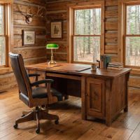 Barnwood Desk: Some lifestyle images are created with AI for visualization purposes. Crafted from natural solid wood, each piece is unique and will vary.