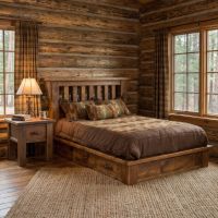 Rustic Barn Wood Nightstand: Some lifestyle images are created with AI for visualization purposes. Crafted from natural solid wood, each piece is unique and will vary.