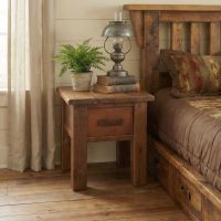 Barn Wood Nightstand: Some lifestyle images are created with AI for visualization purposes. Crafted from natural solid wood, each piece is unique and will vary.